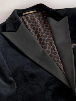 Hot Next Slim Fit Motionflex Stretch Velvet Blazer Black