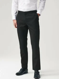 Online Next Slim Fit Plain Front Smart Trousers 2 Pack Black