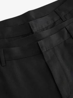 Online Next Slim Fit Plain Front Smart Trousers 2 Pack Black