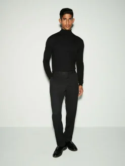 Clearance Next Black Slim Fit Tape Detail Textured Tuxedo Trousers