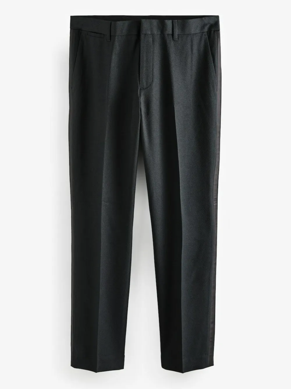 Clearance Next Black Slim Fit Tape Detail Textured Tuxedo Trousers