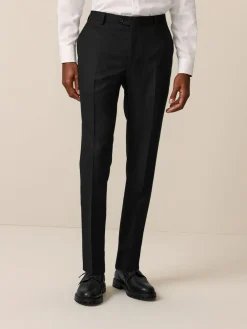 Hot Next Black Slim Fit Textured Suit Trousers