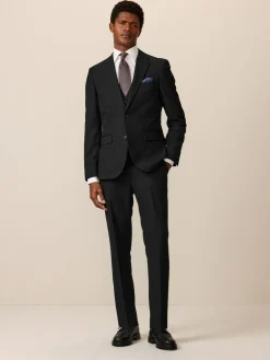 Hot Next Black Slim Fit Textured Suit Trousers