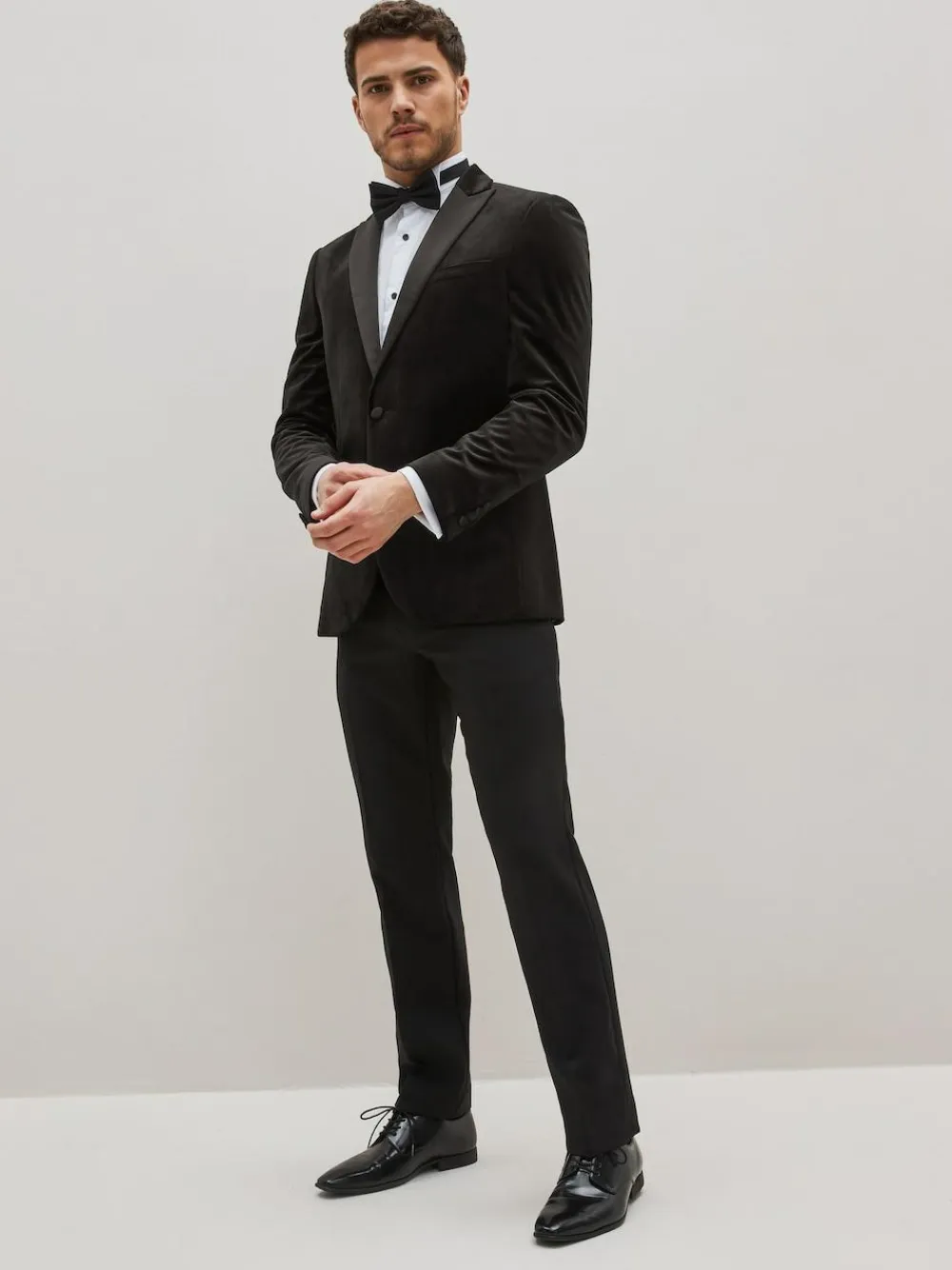 Next Slim Fit Velvet Blazer Black