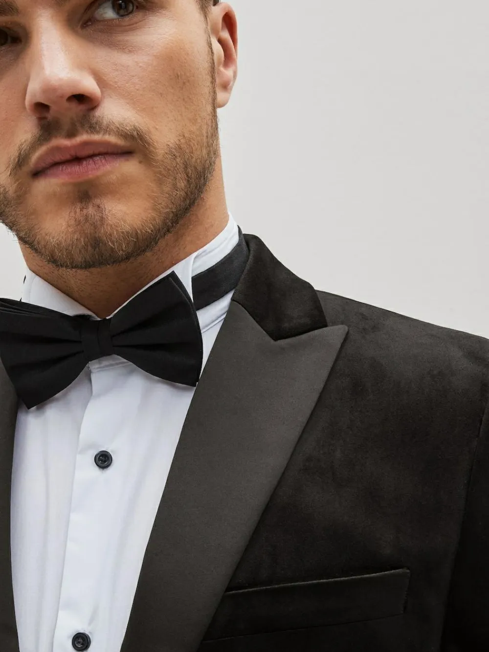 Next Slim Fit Velvet Blazer Black