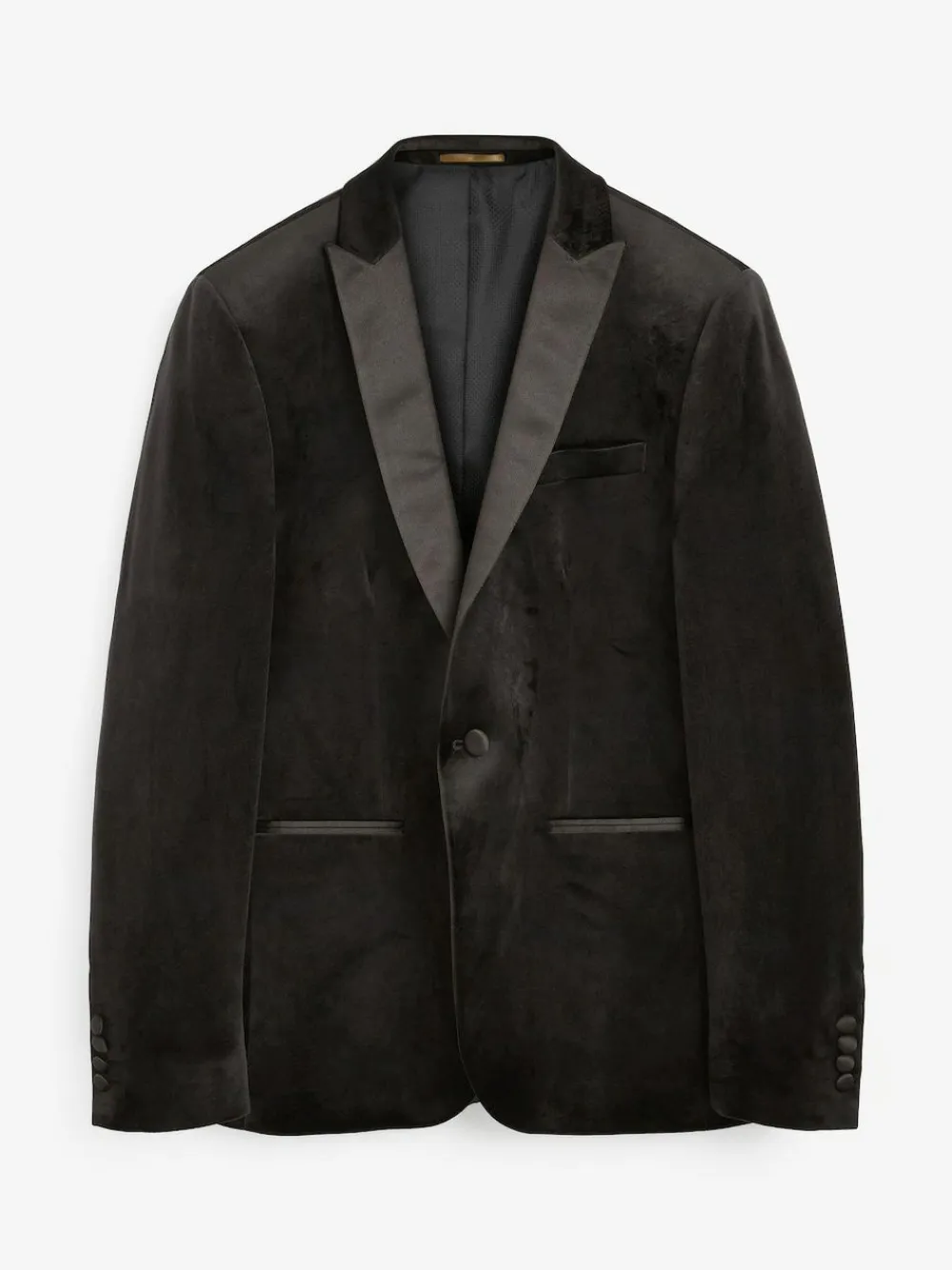 Next Slim Fit Velvet Blazer Black