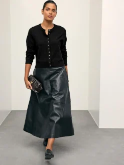 Outlet Next Black Slim Supersoft Crew Neck Cardigan with Wool