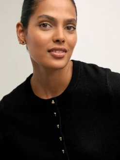 Outlet Next Black Slim Supersoft Crew Neck Cardigan with Wool