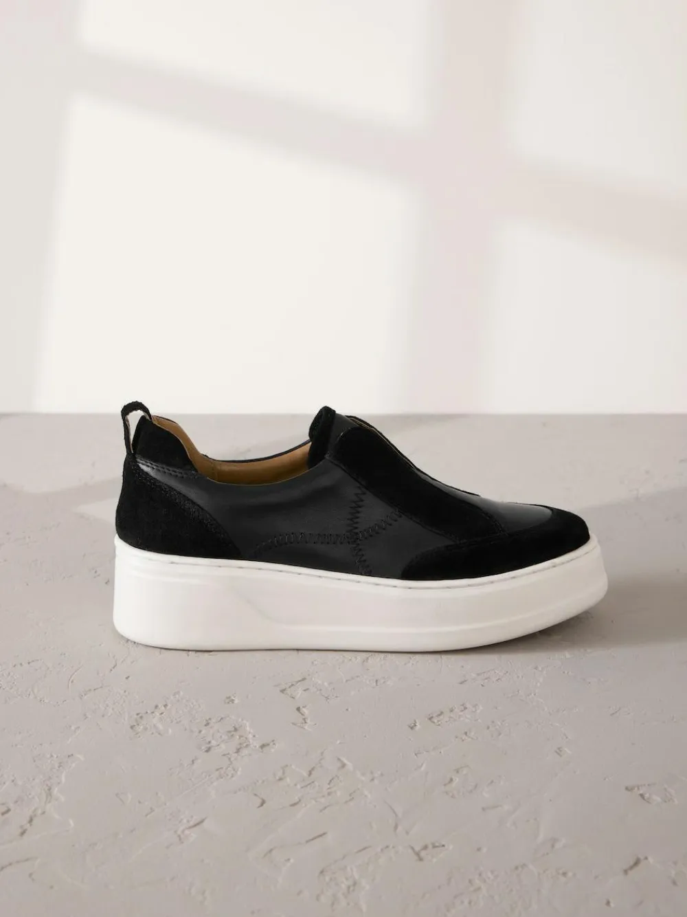 Next Slip On Signature Leather Chunky Wedge Platform Trainers^Women Sneakers