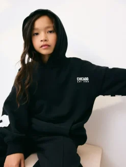 Next Black Slogan Hoodie (3-16yrs)^ Sweatshirts & Hoodies