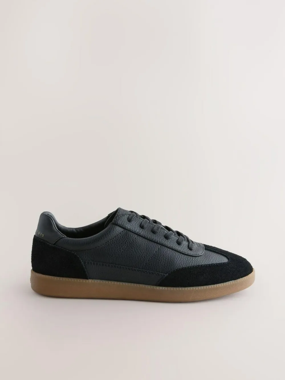 New Next Smart Casual Lace-Up Trainers with Suede Trim Black