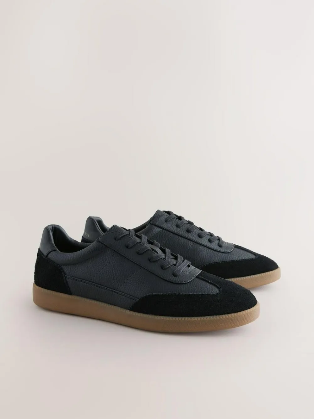 New Next Smart Casual Lace-Up Trainers with Suede Trim Black