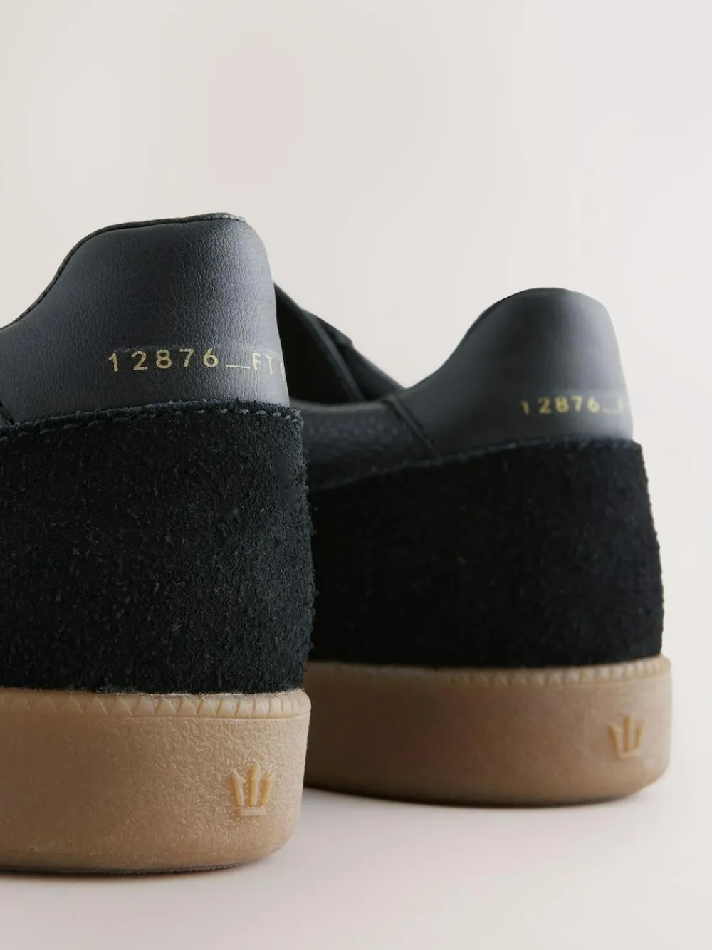 New Next Smart Casual Lace-Up Trainers with Suede Trim Black