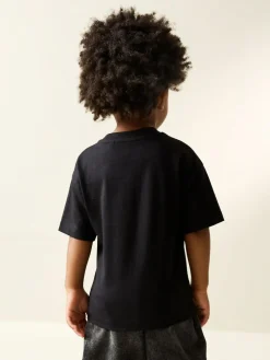 Online Next Black Smile Short Sleeve Small Graphic T-Shirt (3mths-7yrs)