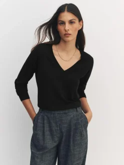 Next Black Soft Touch V-Neck Cotton Rich Jumpers 2 Pack^Women Knitwear|Knitwear