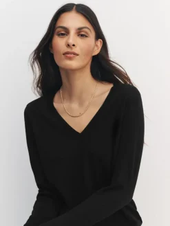Next Black Soft Touch V-Neck Cotton Rich Jumpers 2 Pack^Women Knitwear|Knitwear