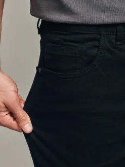 Next Black Solid Regular Tapered Fit Classic Stretch Jeans