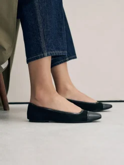 Next Black Square Toe Ballerina Shoes^Women Flats