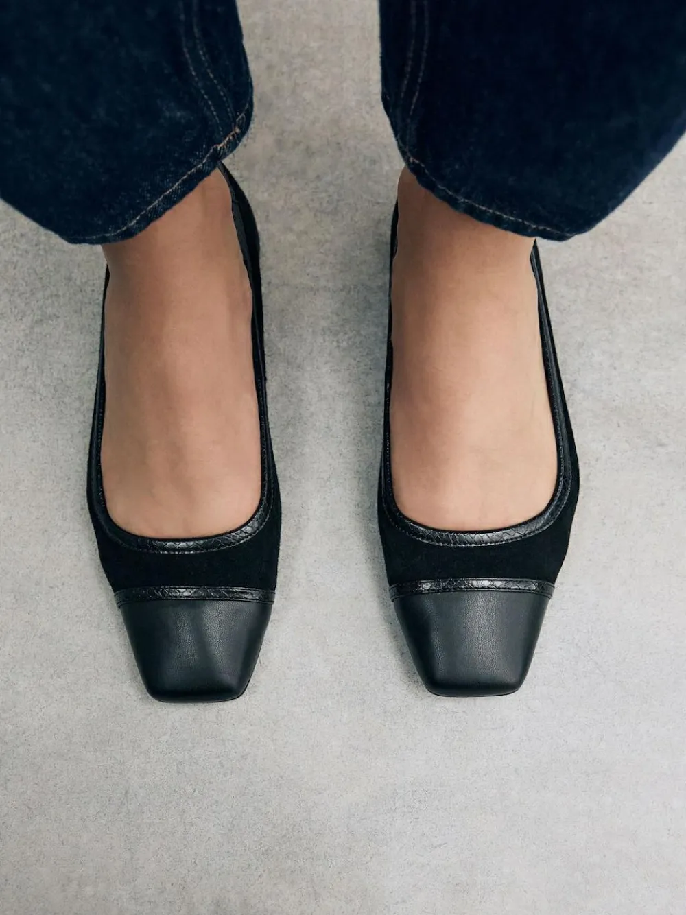 Next Black Square Toe Ballerina Shoes^Women Flats