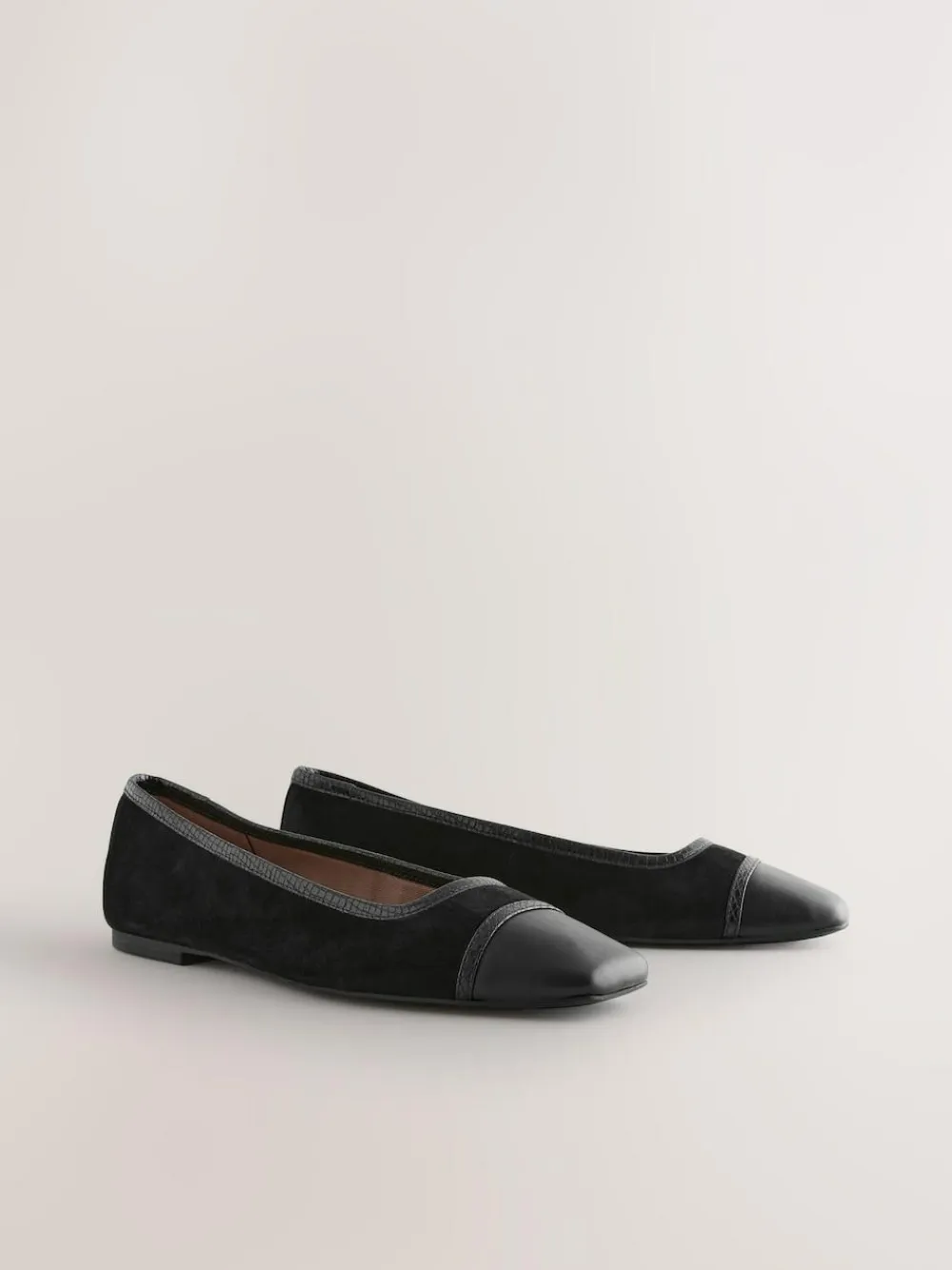 Next Black Square Toe Ballerina Shoes^Women Flats