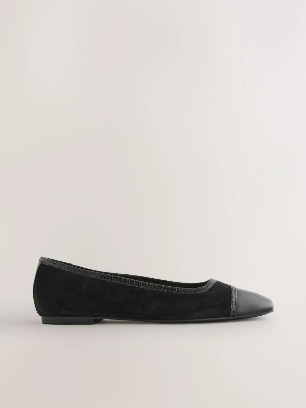Next Black Square Toe Ballerina Shoes^Women Flats