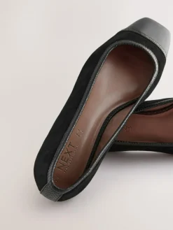 Next Black Square Toe Ballerina Shoes^Women Flats