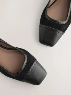 Next Black Square Toe Ballerina Shoes^Women Flats