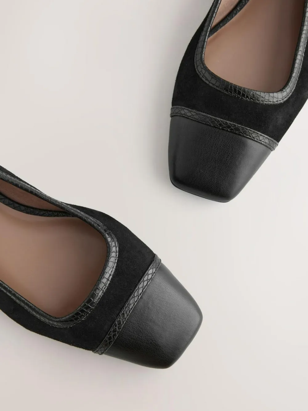 Next Black Square Toe Ballerina Shoes^Women Flats