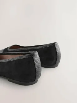 Next Black Square Toe Ballerina Shoes^Women Flats