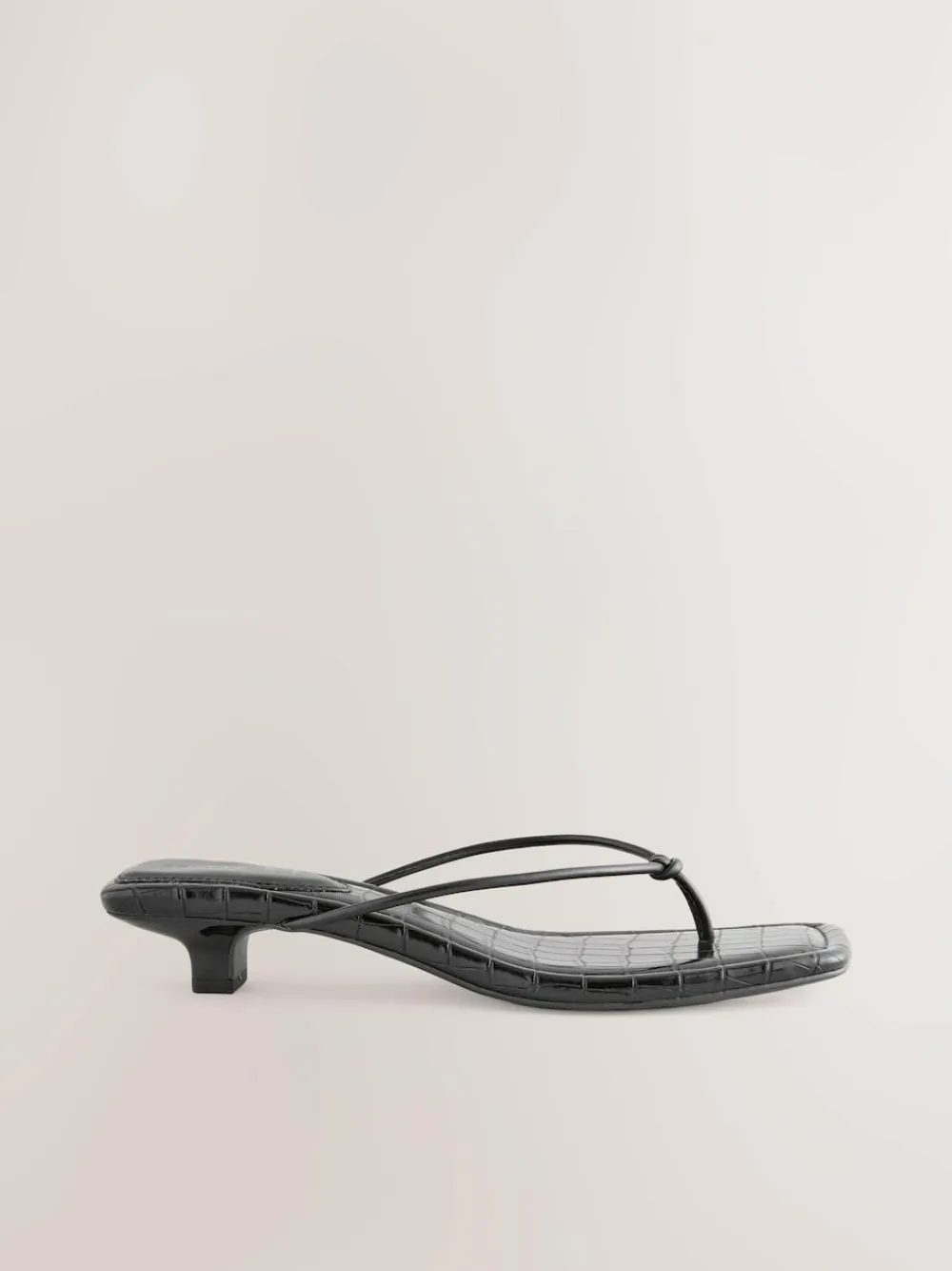 Next Black Square Toe Post Low Heels^Women Heels