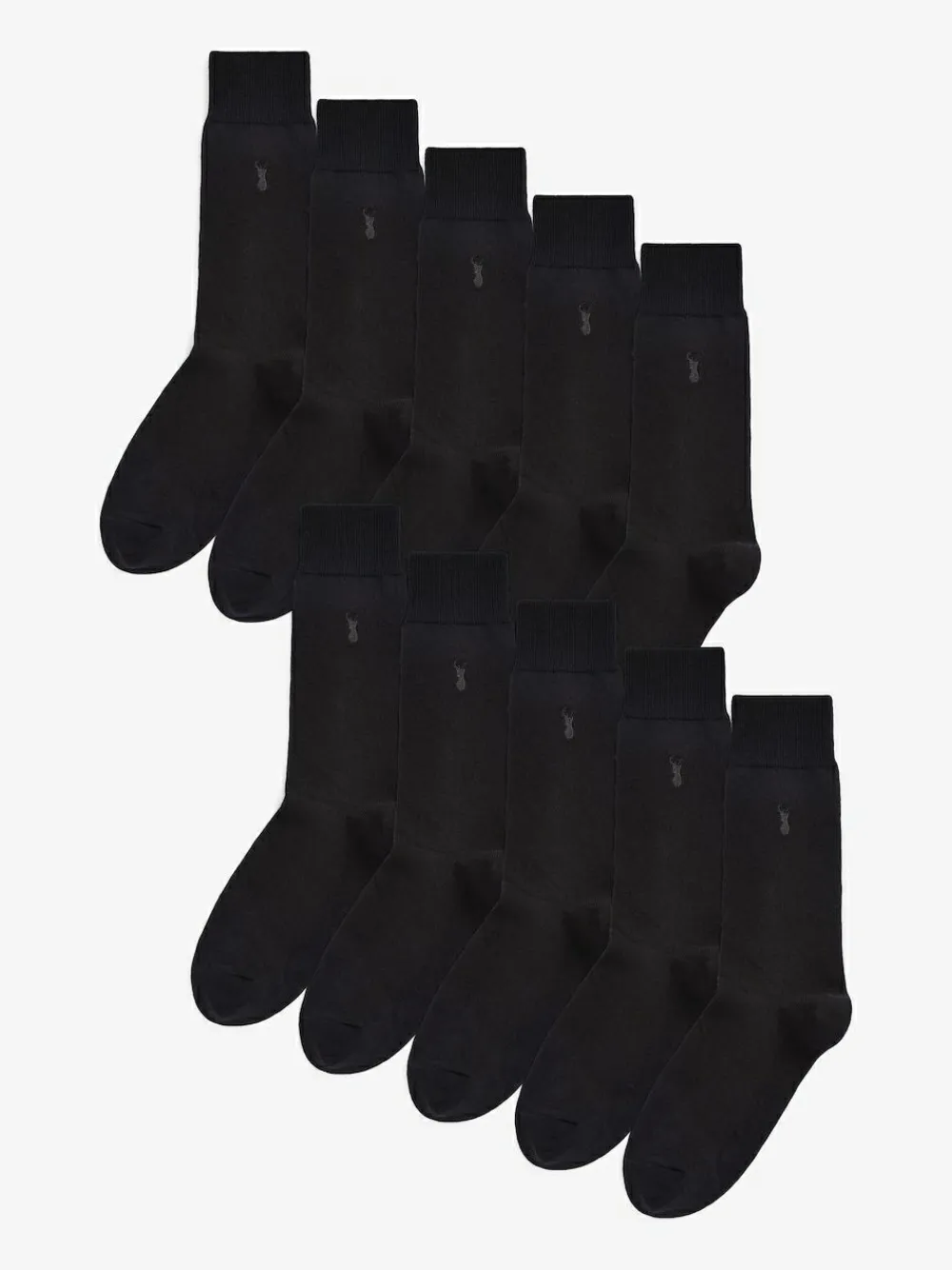 Hot Next Black Stag 10 Pack Multi Stag Lasting Fresh Embroidered Socks