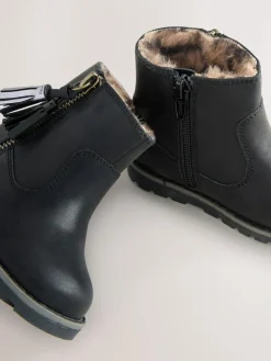 Best Next Black Standard Fit (F) Chelsea Zip Tassel Ankle Boots