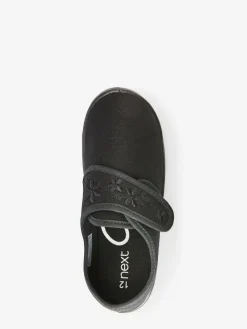 Next Black Standard Fit (F) Embroidered Strap School Plimsolls^ Shoes