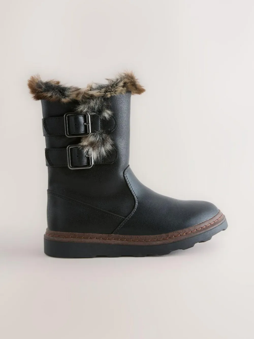 Sale Next Standard Fit (F) Faux Fur Lined Buckle Boots Black