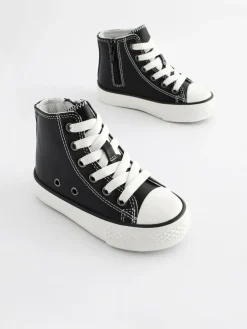 Next Black Standard Fit (F) High Top Trainers^BOY Sneakers|Sneakers