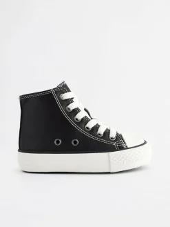 Next Black Standard Fit (F) High Top Trainers^BOY Sneakers|Sneakers