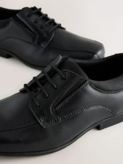 Next Black Standard Fit (F) Lace-Up Leather School Shoes^BOY School Shoes|Boys Shoes