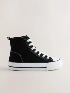 Sale Next Black Standard Fit (F) Lace Up High Top Trainers