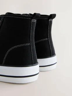 Sale Next Black Standard Fit (F) Lace Up High Top Trainers