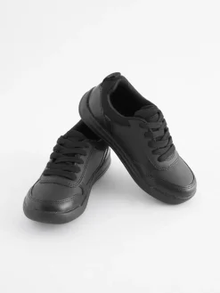 Next Black Standard Fit (F) Lace-Up School Trainers^BOY School Shoes|Boys Shoes