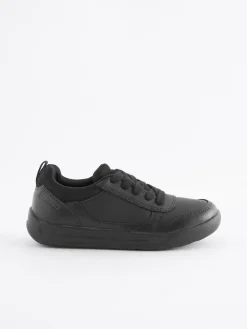 Next Black Standard Fit (F) Lace-Up School Trainers^BOY School Shoes|Boys Shoes