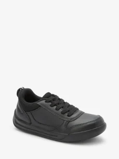Next Black Standard Fit (F) Lace-Up School Trainers^BOY School Shoes|Boys Shoes