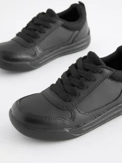 Next Black Standard Fit (F) Lace-Up School Trainers^BOY School Shoes|Boys Shoes