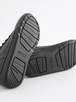 Next Black Standard Fit (F) Lace-Up School Trainers^BOY School Shoes|Boys Shoes