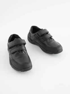 Next Black Standard Fit (F) Leather Touch Fastening School Shoes^BOY School Shoes|Boys Shoes