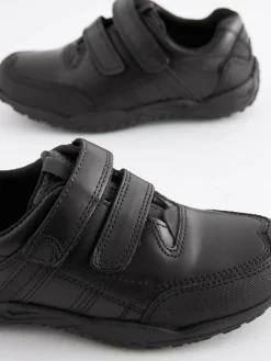 Next Black Standard Fit (F) Leather Touch Fastening School Shoes^BOY School Shoes|Boys Shoes