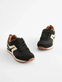 New Next Standard Fit (F) One Strap Elastic Lace Trainers Black