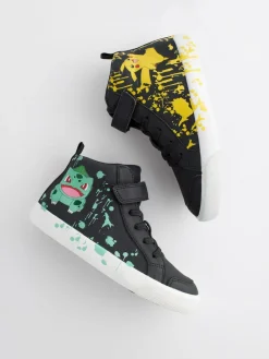 Next Black Standard Fit (F) Pokemon Elastic Lace High Top Trainers^BOY Boots|Boots