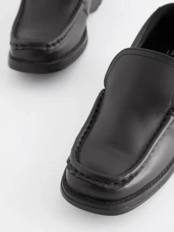 Next Black Standard Fit (F) School Leather Loafer Shoes^BOY School Shoes|Boys Shoes