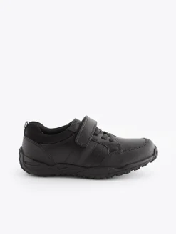 Sale Next Black Standard Fit (F) School Leather Elastic Lace Shoes